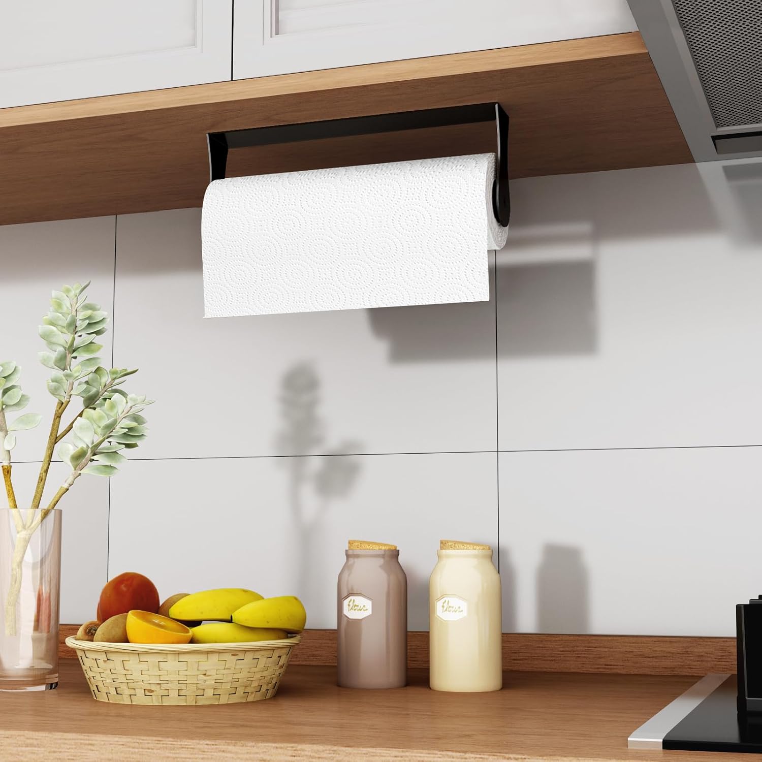 Paper Towel Holder Under Cabinet, Stainless Steel, Wall Mount, Black Adhesive Paper Roll Holder for Kitchen and Bathroom Paper Towel Holder Under Cabinet, Stainless Steel, Wall Mount, Black Adhesive Paper Roll Holder for Kitchen and Bathroom