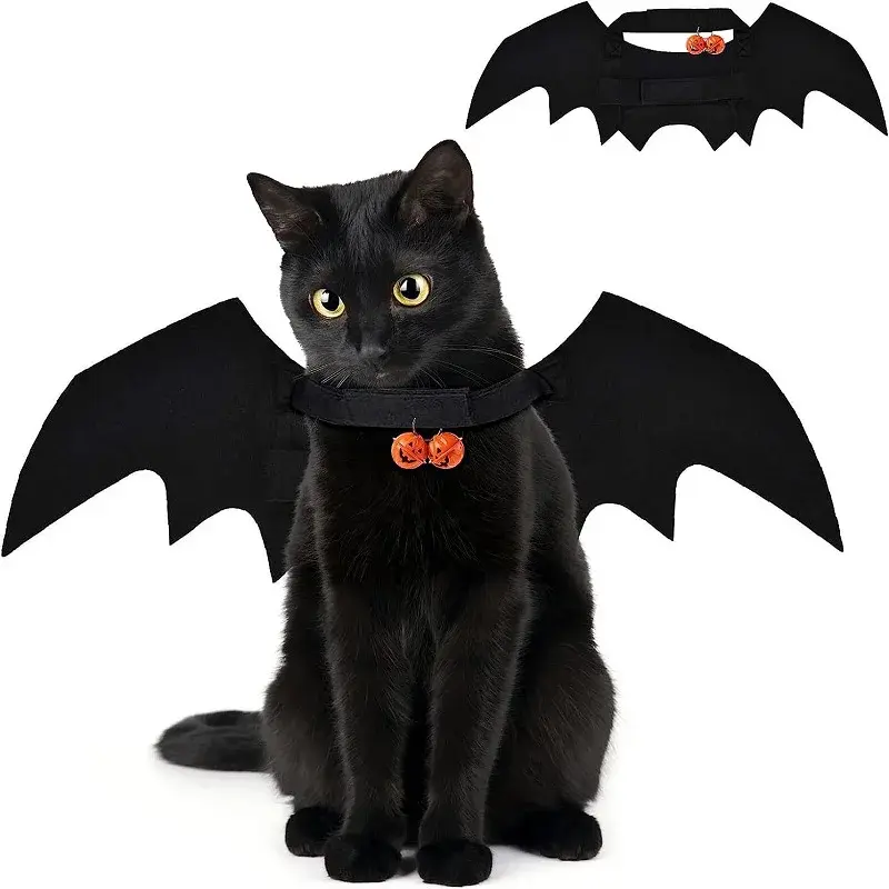 Bat Wing Pet Costume for Cats & Small Dogs, Funny Halloween Dress-Up Outfit