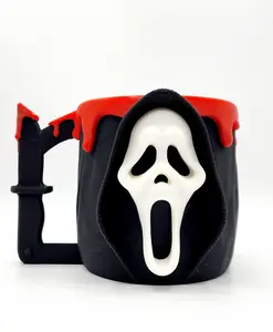 Bloody Knife Horror Face Pint Ice Cream & Tumbler Holder – Spooky 3D Printed Halloween Cup