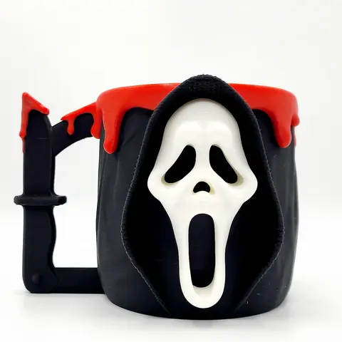 Durable 3D Printed Bloody Knife Horror Face Drink Holder - 16oz Pint/Ice Cream/Tumbler Cup Holder, Dripping 'Bloody' Rim, Scare-Time Halloween Gothic Grunge Accessory, Chilling Adult Kitchenware Gift