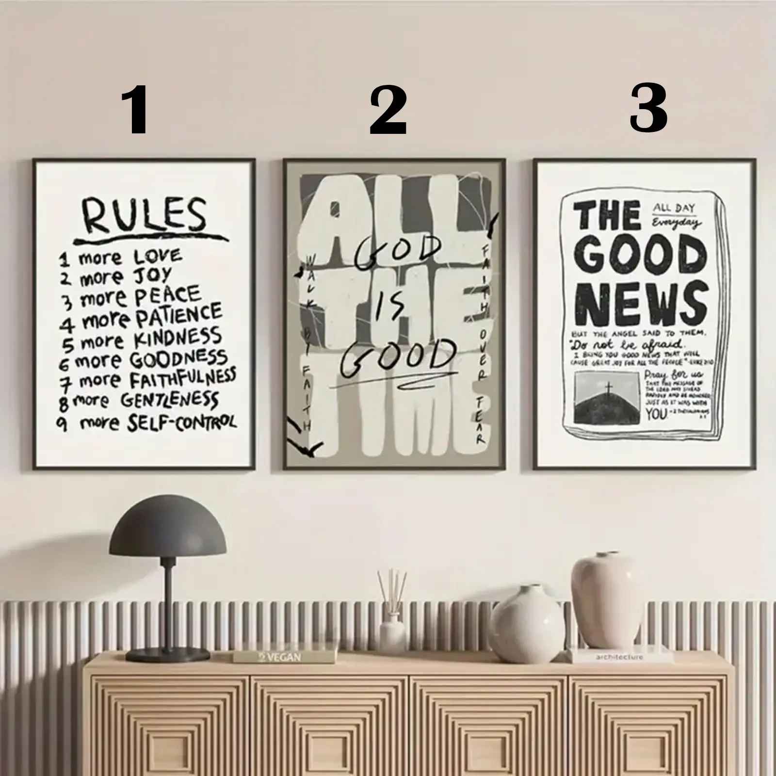 Set of 3 Christian Quote Religious Inspirational Premium Wall Art Poster Unframed HD Print Home Office Decor Unique Trendy Gift