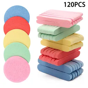 120 Pcs Facial Sponge Compressed Face Cleansing Sponges for Women Round Wash Sponges Estheticians Makeup Exfoliating Removal Mix-color Safe Comfortable PVC Material Gift Daily Lightweight Storage room decorations