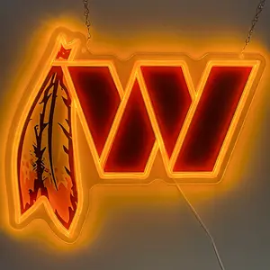 Commander Football Neon Sign for Wall Decor Rugby Team Neon Light Football Fans Neon Sign for Man Cave Dormitory Bar Club Birthday Gifts for Rugby Fans USB Powered,Valentine's Day Decor