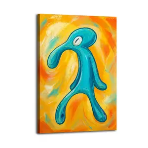 Squidward Modern Canvas Poster  Bold And Brash Spongebob Comic Hero Painting Wall  Home Decor artModern Cartoon Style Poster for Living Room Bedroom Office, Retro Wall Art, Room Wall Decor, Apt Decor, Aesthetic Design, Modern Minimalist Design, Funny Canv