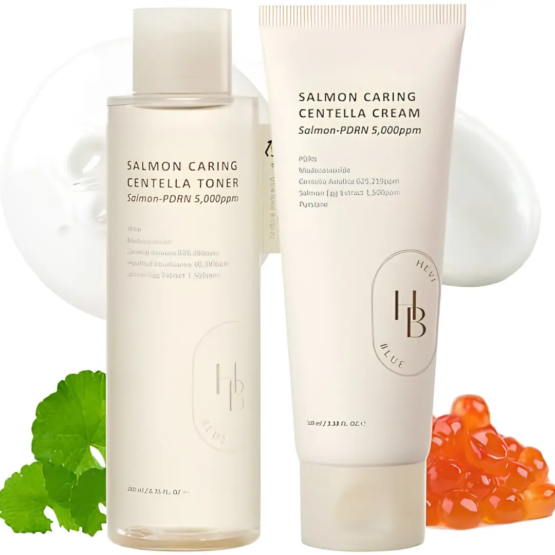HEVEBLUE Salmon Caring Centella Toner & Cream Duo Set