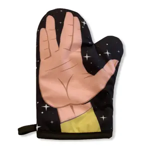 Space Hand Oven Mitt Funny Live Long Alien Sign Kitchen Accessories Funny Graphic Kitchenware Bakeware Movie  Funny Nerd  Novelty Cookware Black
