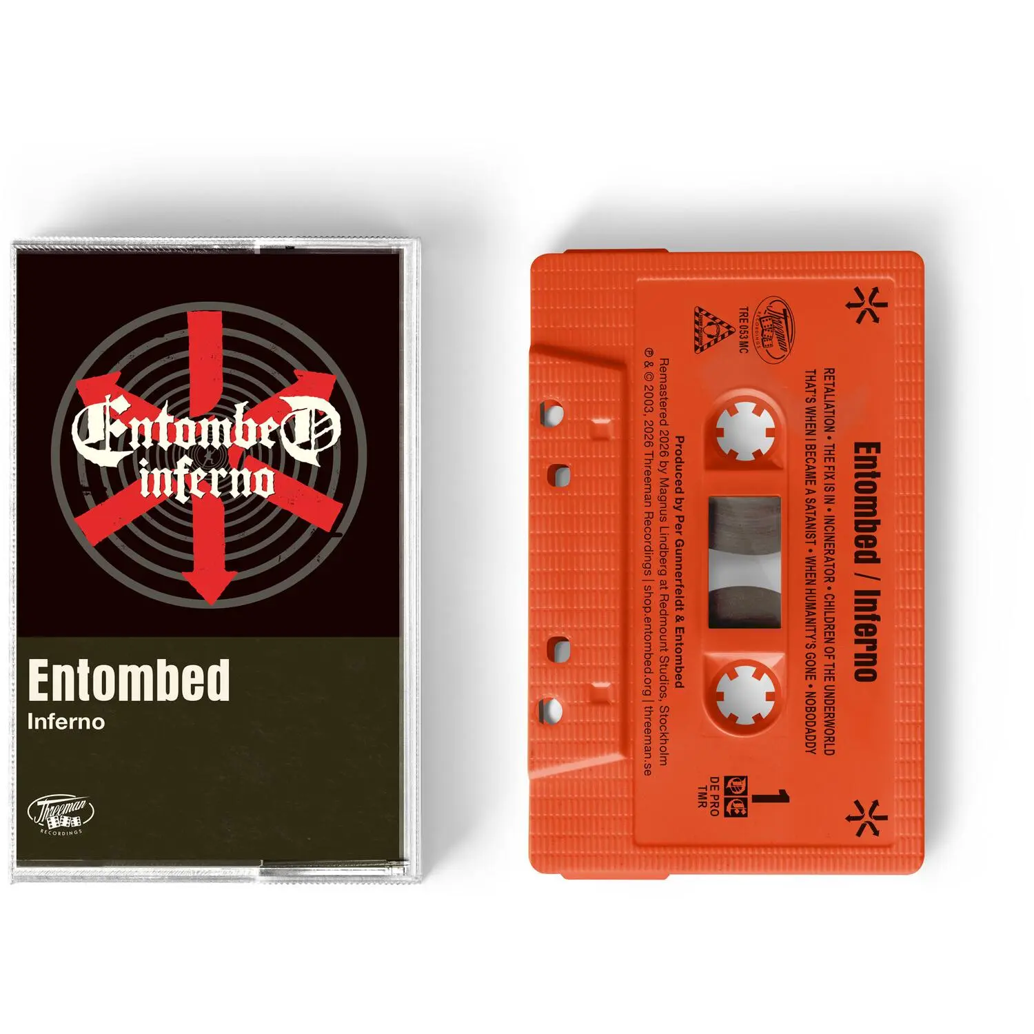 Entombed - Inferno Heavy Metal Cassette Tape, English Definitive Edition, Remastered Reissue with 14 Songs, Aggressive
