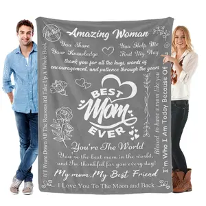 Gifts for Mom Mothers Day, Mom Birthday Gifts Blanket, Moms Gift for Women from Daughter Son, We Love You Present for Mother Mommy Christmas 60" x 50", Grey