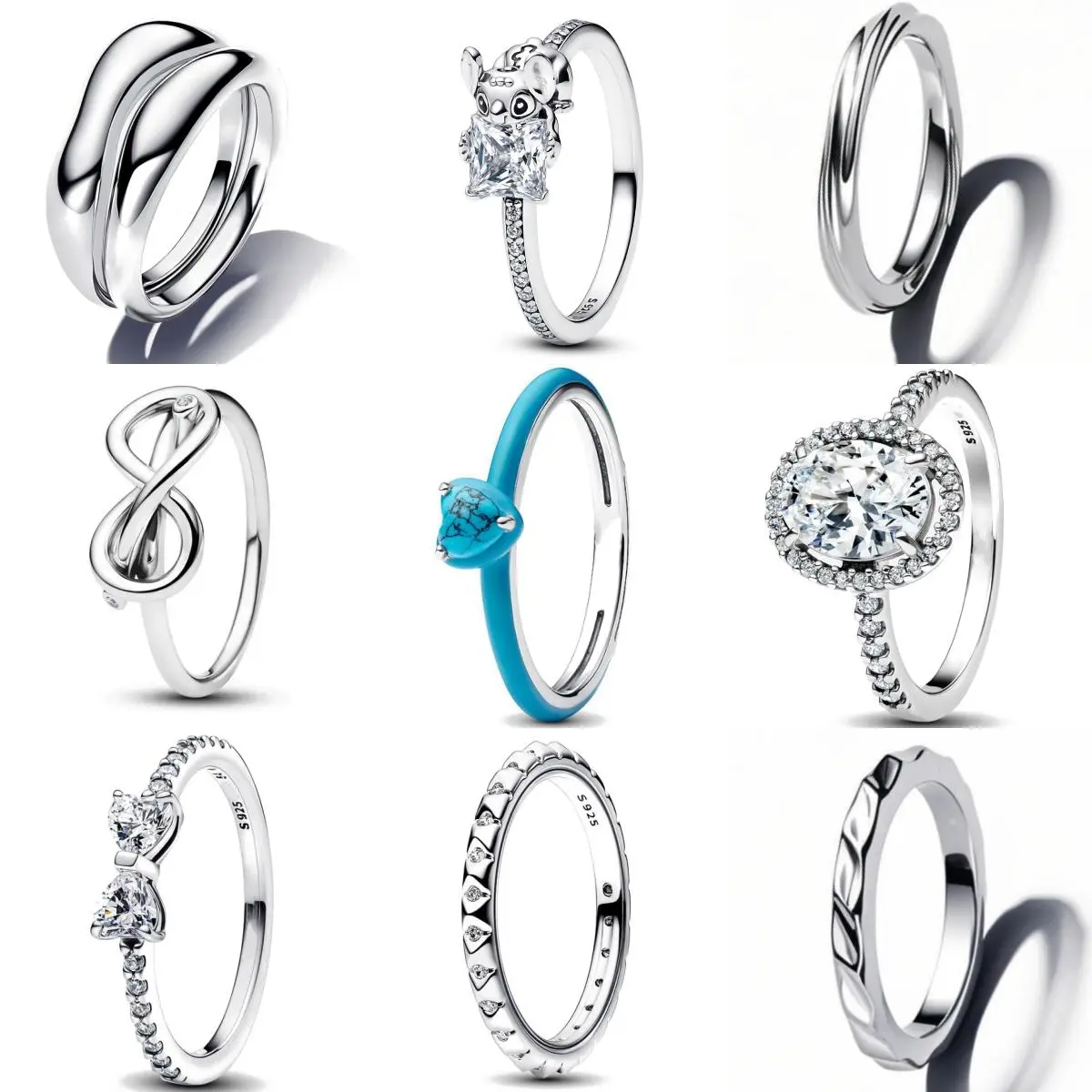 925 Silver Cute Stich Ring Fashion Classic Punk Zircon Gothic Retro Rings for Woman Couple Wedding Luxury Jewelry Gift
