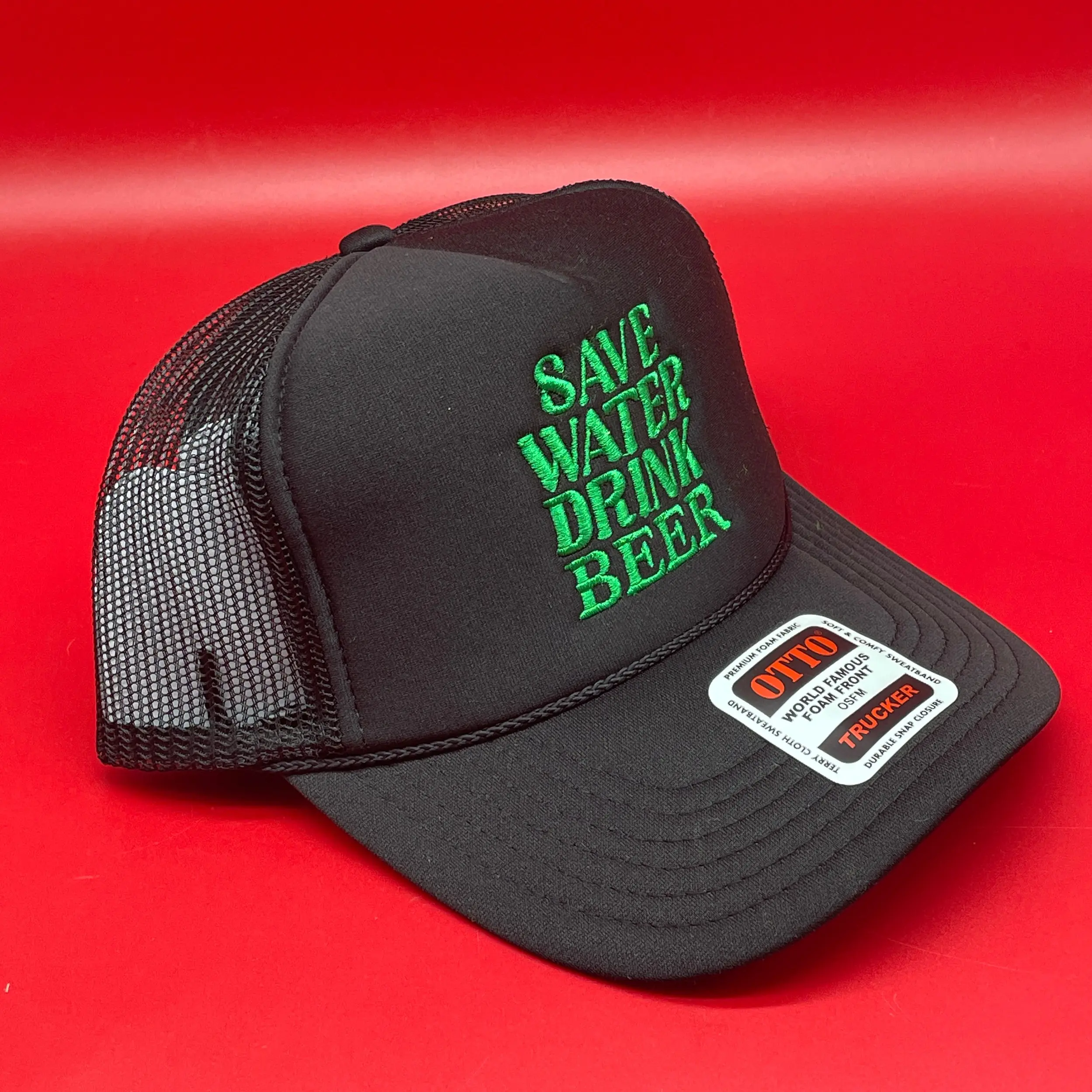 Otto Black 'Save Water Drink Beer' Snapback Trucker Hat