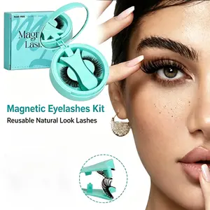Magnetic Eyelashes Kit with Applicator Tool, Reusable Natural Look Magnetic Lash Set No Glue Needed, Easy Wear Magnetic False Lashes with Curved Lash Clip for Beginners, Daily Makeup Magnetic Eye Lash Pack for Women