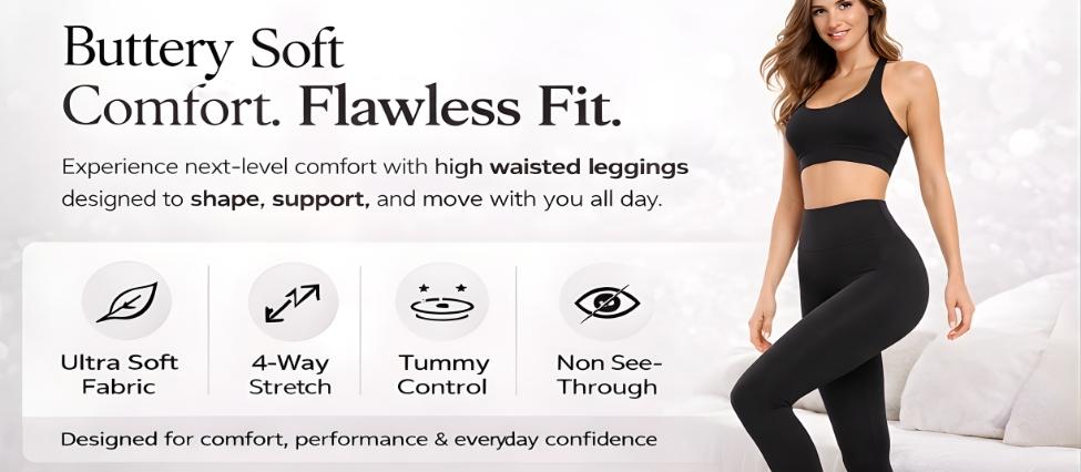 Women High Waisted Leggings Buttery Soft Yoga Pants Tummy Control Non See Through 4 Way Stretch Workout Gym Running Athletic Leggings Full Length Comfortable Activewear Daily Wear Black Leggings for Women