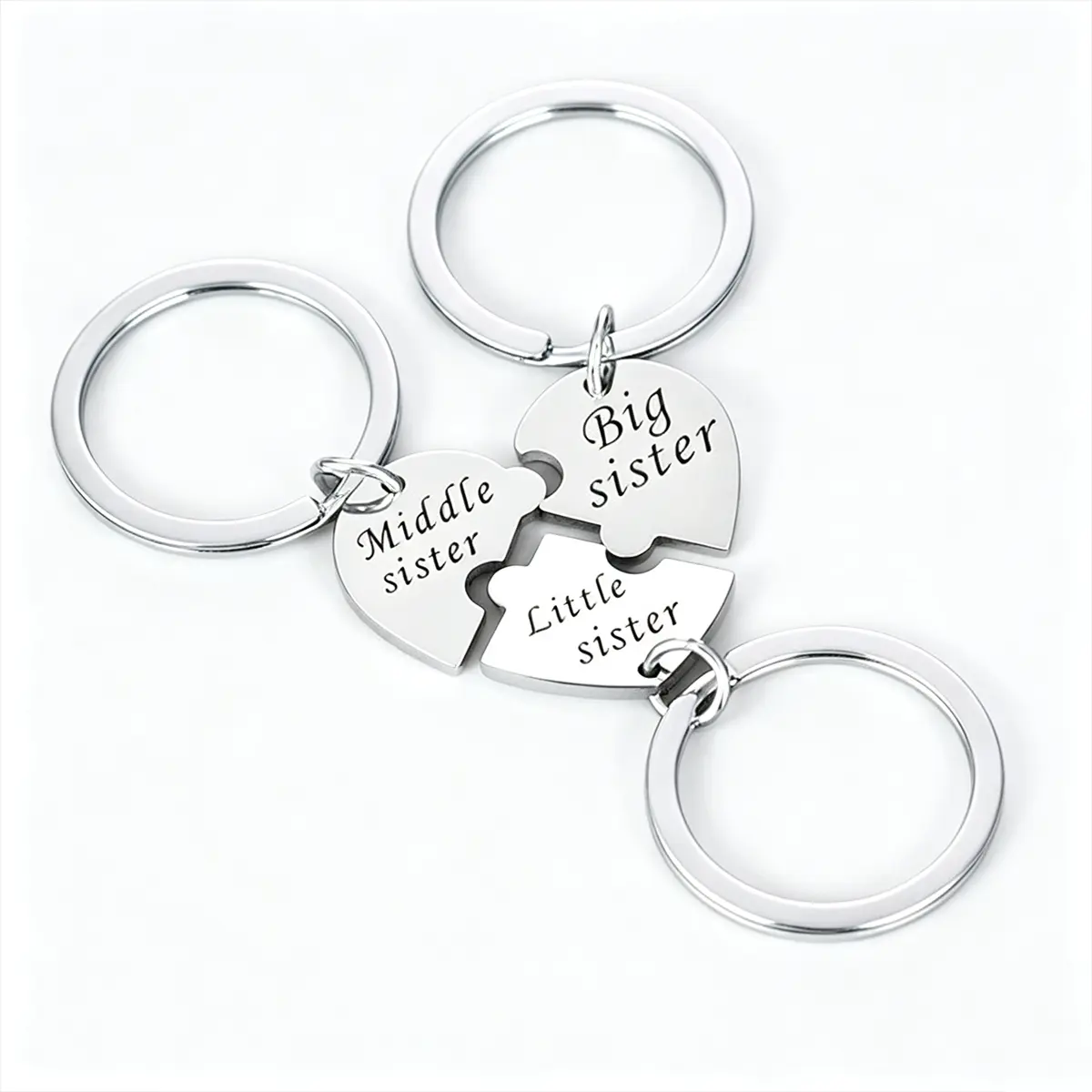 Sister Keychains for 3 Sisters Gifts Big Sister Middle Sister Little Sister Matching Heart Keychain Set Sister Jewelry Gifts