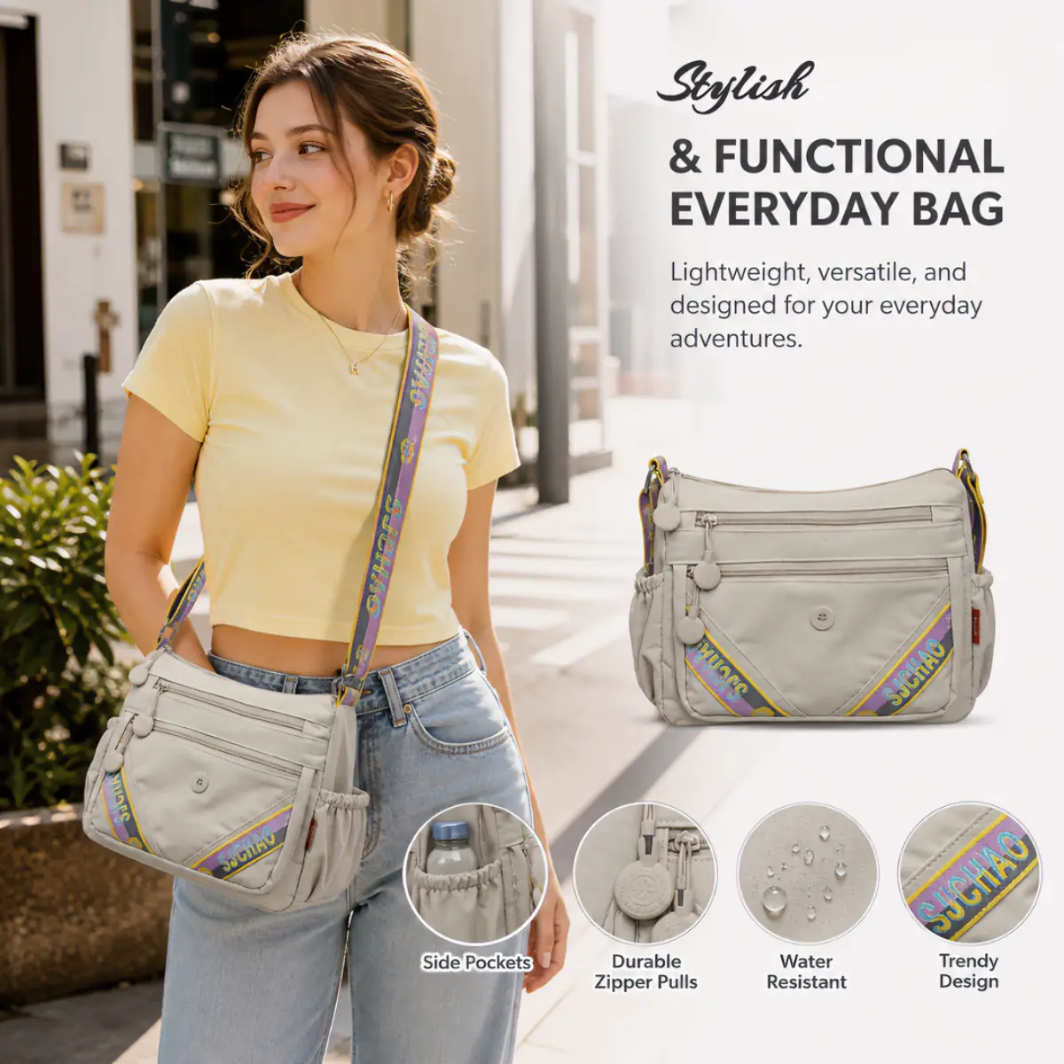 Women's Fashionable Multi-pocketZipper Crossbody Shoulder Bag for Daily Use,Casual Trendy Versatile High-quality DailyCommuting Bag, Crossbody Purse, Casual Trendy Purses