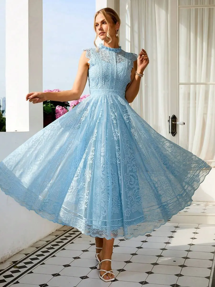 Simplee Women's Elegant Vintage Lace A-Line Dress, Party Dress, Wedding Dress, Birthday Dress, Graduation Dress Summer