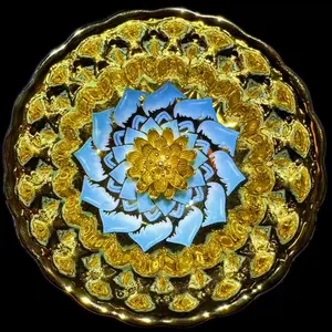 JianZhan--Chinrse tea cap-Handmade Gloden Lotus Cup (blue Petal)