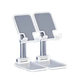 Pair of Foldable Phone Stands Holders, Adjustable Desktop Mount, White and Gray, Portable Cell Phone Dock