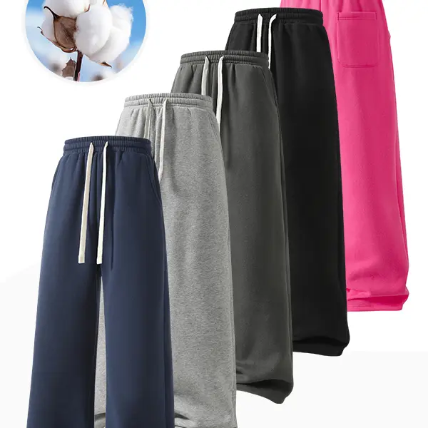 Men's Fleece-Lined Drawstring Casual Sweatpants—featuring a solid-color thermal design and a roomy, comfortable fit. With a loose cut and fleece lining, these are perfect for everyday wear in autumn and winter—a back-to-school essential.
