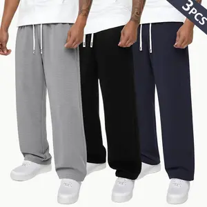 Men's solid color pocket drawstring waist straight pants, classic solid color design, available in black, gray and other basic colors, elastic fabric, comfortable to wear, versatile loose straight daily casual four-season trousers, fashionable casual loos