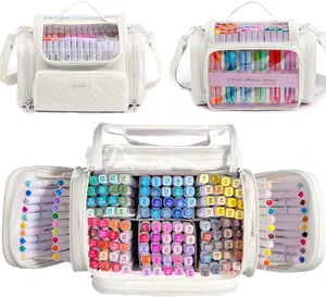 Marker Organizer Case Bag for 200-300 Markers  Large Art  Storage Bag with Detachable Dividers, Travel Marker Holder for  Markers, Brush Pens, Colored Pencils & Craft Supplies