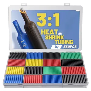 560 count Heat Shrink Tubing Kit - 3:1 Ratio Adhesive Lined, Wire Shrink Wrap Tubing, Marine Grade Industrial Heat-Shrink Tubing, 7 Sizes 5 Colors