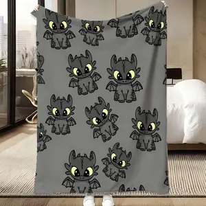 Cute Toothless Dragon Throw Blanket, How to Train Your Dragon Print, Ultra Soft Flannel, Cozy Blanket for Fans, Perfect Gift for Toothless Lovers