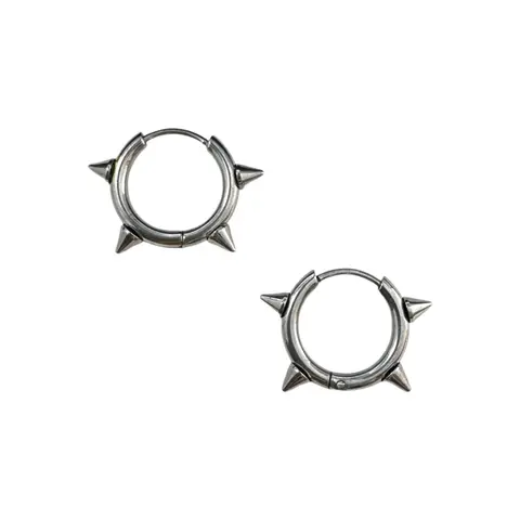 14mm Spiked Hoop Earrings for Men Women Streetwear Hip Hop Punk Unisex Style