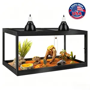 PROLEE Reptile Tank, 81 Gallons Beard Dragon Tank, Tempered Glass Reptile Enclosure and Snake Tank with Locking Design for Lizard,Gecko,Chameleon Terrarium Sliding Doors