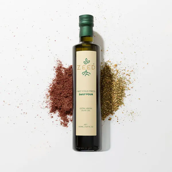 Zeed Pantry Daily Pour Extra Virgin Olive Oil, Cold-Pressed EVOO, Smooth All-Purpose Mediterranean Olive Oil for Cooking, Baking & Finishing, Premium Lebanese Olive Oil, UV-Protected Glass Bottle, Small-Batch Crafted in Lebanon