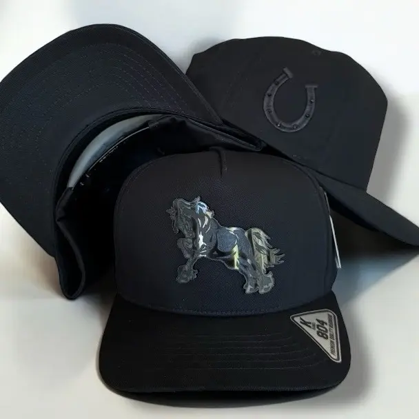 Chic Adjustable Snapback Baseball Cap - Custom Embroidered Hat, Horse Animals Embroidery, Embroidery on the Side, Black Secure Fit Fashion Clothes Accessory