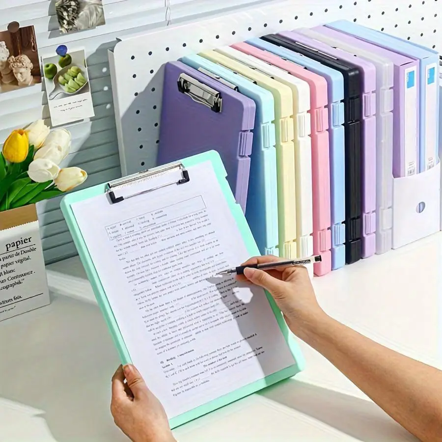 Large-Capacity Acrylic Multi-Functional Document Storage Box with Clipboard - for Office, School & Home Use File Folder Organizer Document Holder