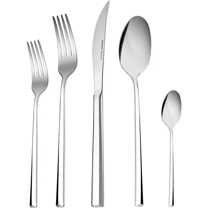 Karaca Tivoli 60-Piece 18/10 Stainless Steel Cutlery Set for 12, Heavy Duty Silver Flatware Set, Dishwasher Safe