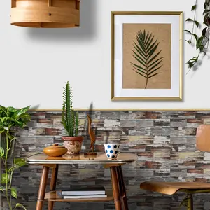 Vintage Kitchen Splashproof Stone Wall Sticker, Waterproof PVC Material, Easy Clean, Removable, Universal Use, Patchwork Design