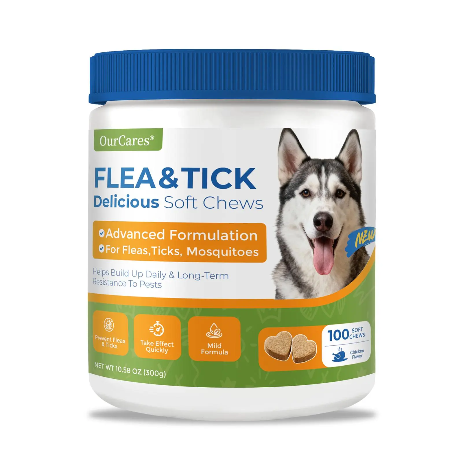 #Summervibes #petlovers OURCARES Flea & Tick Prevention Support Chews for Dogs – Nutritional Supplement, Not a Treatment – 100Count, Plant-Based Chicken Flavor with Probiotics, Coconut Oil, Flaxseed & Fish Oil – For All Breeds and Ages
