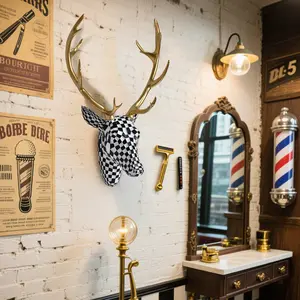 🌿Luxury Checkered Deer Head Wall Art - Statement Home Decor Vintage Decor | Perfect Valentine's Day Gift