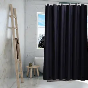 Black Shower Curtain Liner, PEVA Shower Liner, Plastic Waterproof Shower Curtains, 72x72 inch with Grommet Holes 3 Magnetic Weights(Black)