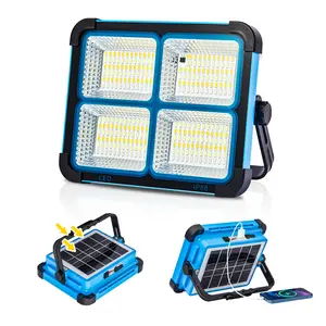 Solar Rechargeable LED Work Light, 288 Super Bright 5730 Beads Floodlight with USB & Type-C Charging, 5 Lighting Modes, Waterproof IP66 Portable Lamp for Camping, Fishing, Emergency & Outdoor Use, Summervibes