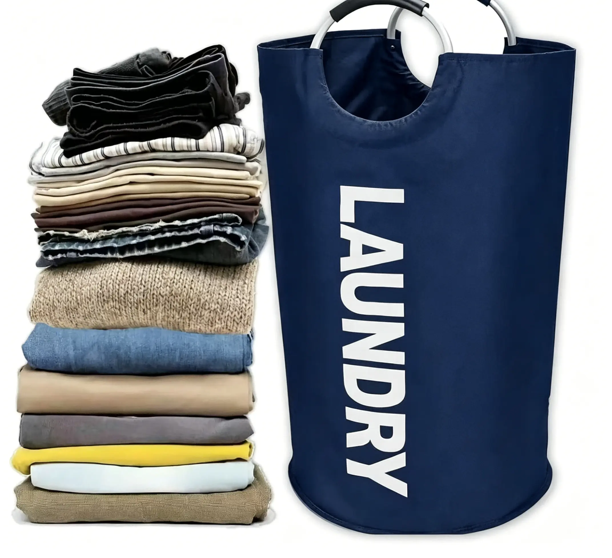 90L Foldable Waterproof Laundry Basket with Aluminum Full-Loop Handle, Large-Capacity Clothes Storage for Bedroom, Laundry Room, Closet Organization