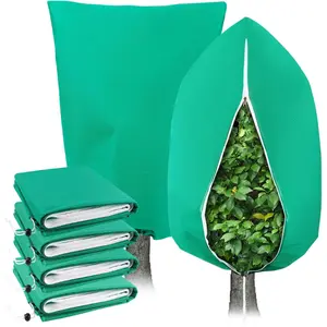 4 Pack Plant Covers Freeze Protection for Winter, 2.2oz/yd² Frost Blankets Cloths With Zipper/Drawstring (47" X 32"), Large Plant Frost Protection Covers Outdoor, for Shrub Bush Fruit Tree Potted