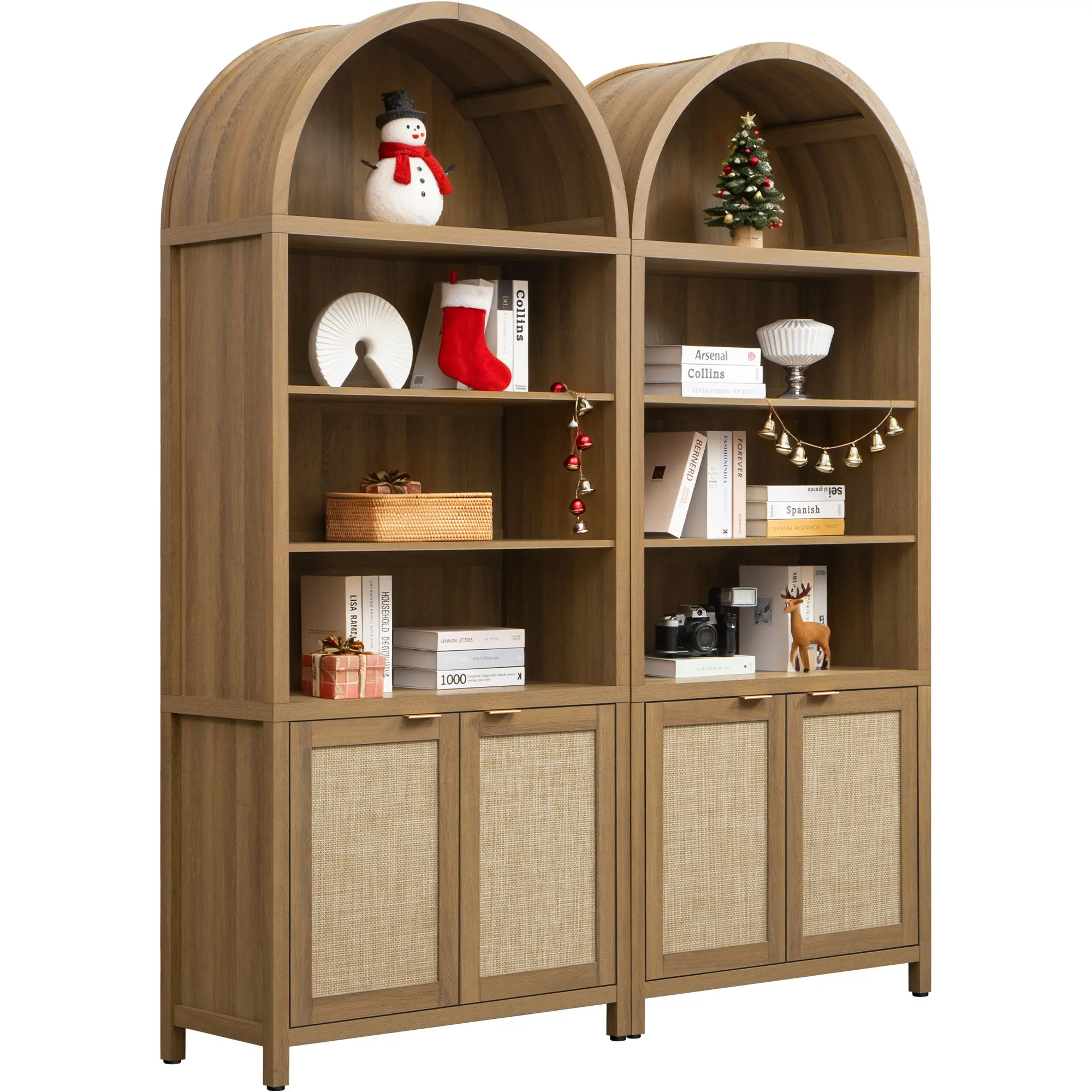 SICOTAS Book Shelf Arched Cabinet Bookshelf Arch 84.2" Tall Bookcase 5 ...