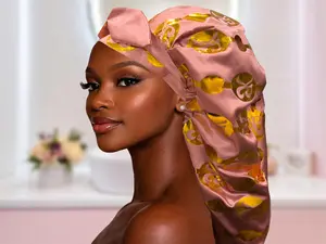 Extra Large Satin Bonnet: Long Braids, Locs, Natural Hair Sleep Wrap, Monogram Pattern