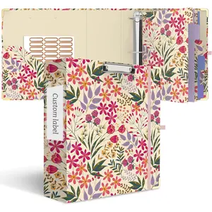 3 Ring Binder 3 Inch, Cute Round Ring Binder with 6 Tab Dividers & Label Stickers, Low Profile Clipboard with Storage, Fashion Binder for School Office Supplies ( Floral)