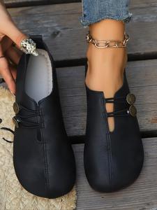 women's fashionable solid color slip on flats, 2025 new style casual soft comfortable flat shoes for daily wear, trending shoes, walking shoes, footwear