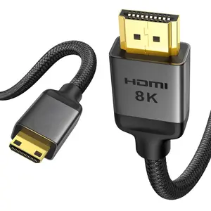 8K 4K Mini HDMI to HDMI Cable 6.6FT, Mini HDMI 2.1 Cord [8K 60Hz, 4K@240Hz 144Hz 120Hz, Upgrade Braided] 48Gbps, Compatible with Camera, Camcorder, Laptop, Tablet, Monitor, Raspberry Pi Zero