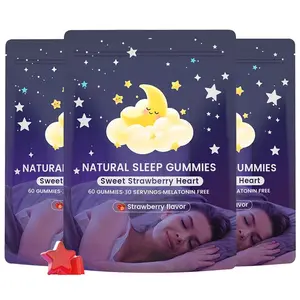 3 PCS | Natural Sleep Gummies - 30 Servings -Sweet Strawberry Stars (Melatonin Free)