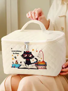Cute Cat Pattern Makeup Bag, Large Capacity Travel Toiletry Bag, Portable Travel Cosmetic Bag, Brush and Accessory Organizing Bag, Storage Box and Toolbox