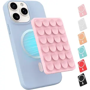 Suction Phone Mount for MagSafe Case, Octo Cup Buddy Sticky Phone Grip Holder for ,Removable Hands-Free Selfie/Video for  & Instagram Influencer/Creator (Chalk Pink)