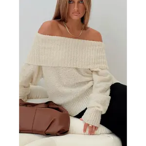 Parkley Boucle Off The Shoulder Sweater Cream