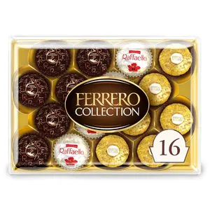 Ferrero Rocher, 16 Count, Premium Gourmet Assorted Hazelnut Milk Chocolate, Dark Chocolate and Coconut Chocolates, Chocolate Gift Box, 6.1 oz