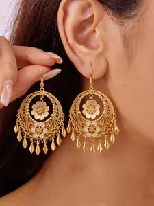 Boho Cut Out Floral Drop Earrings, Ethnic Style Jewelry for Daily Wear and Parties, Women's Fashion Accessories